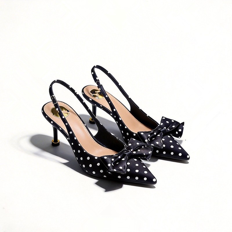 Kitten Heel Women - Women's Polka Dot High Heels Sandals