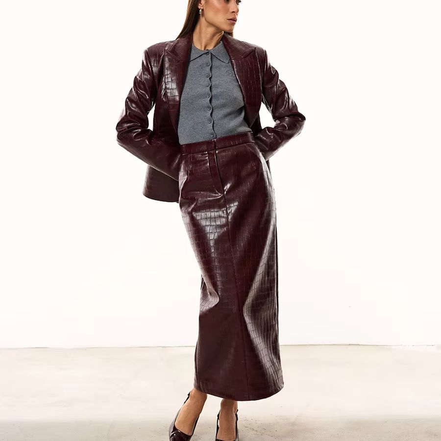 Formal Women'S Wear - IG Women Burgundy Croc Faux Leather