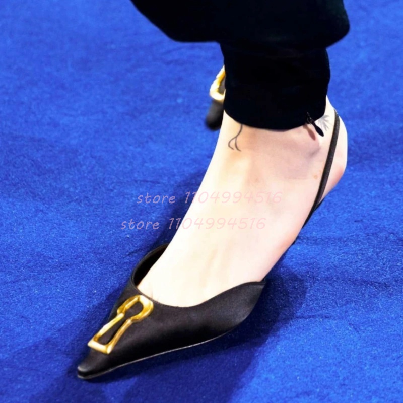 Metal Buckle Striped Pointed K - đánh giá và giá Kitten Heel Women
