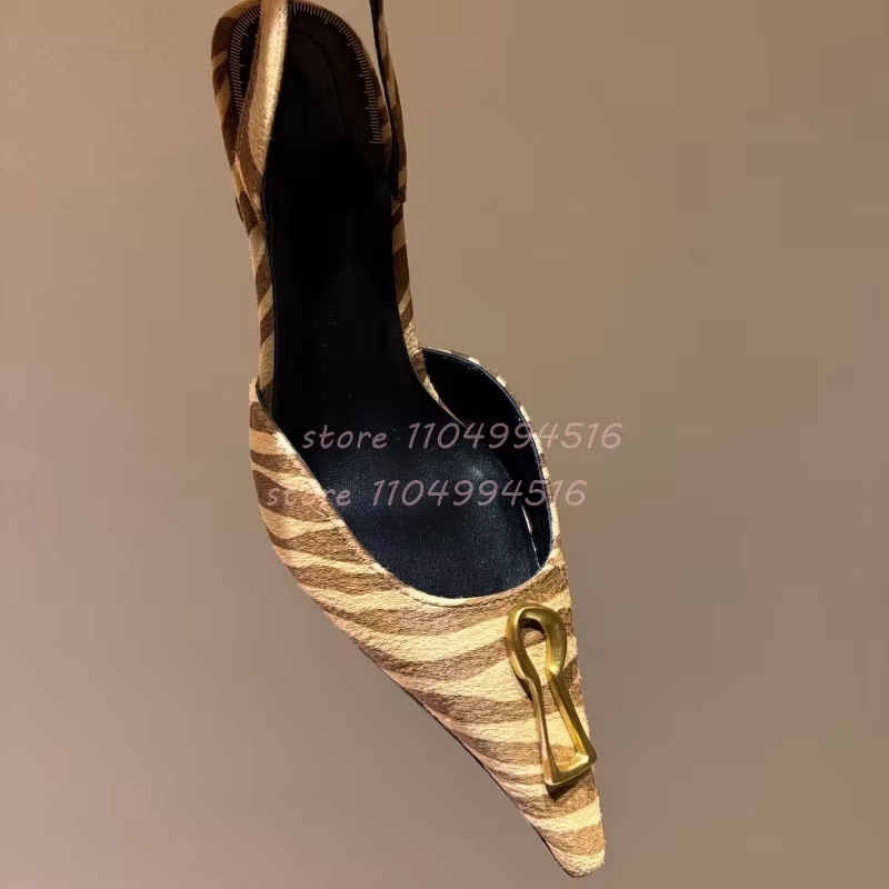 Metal Buckle Striped Pointed K - đánh giá và giá Kitten Heel Women