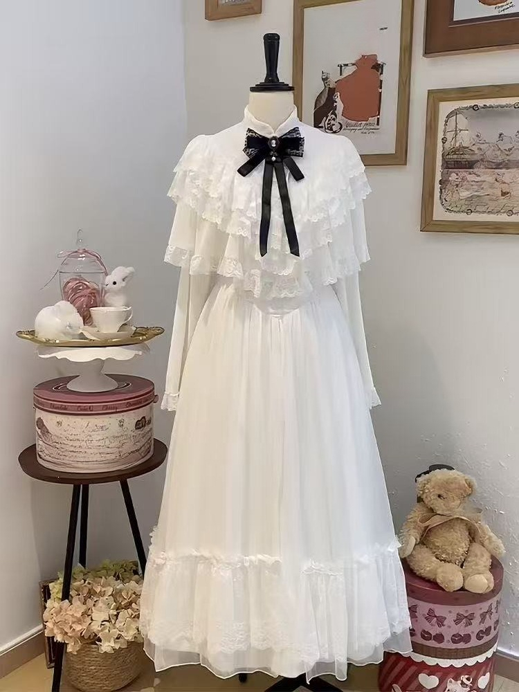 Japanese Short Sleeve Bow Lace - đánh giá và giá Women Formal Wear With Skirt