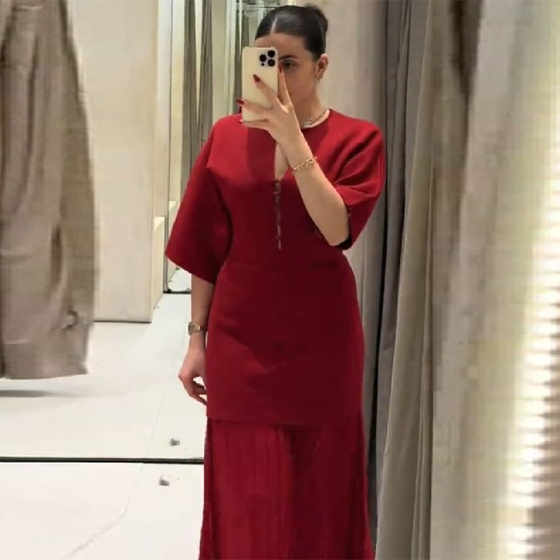 Women's Elegant Burgundy Pleat - đánh giá và giá Women Formal Wear With Skirt