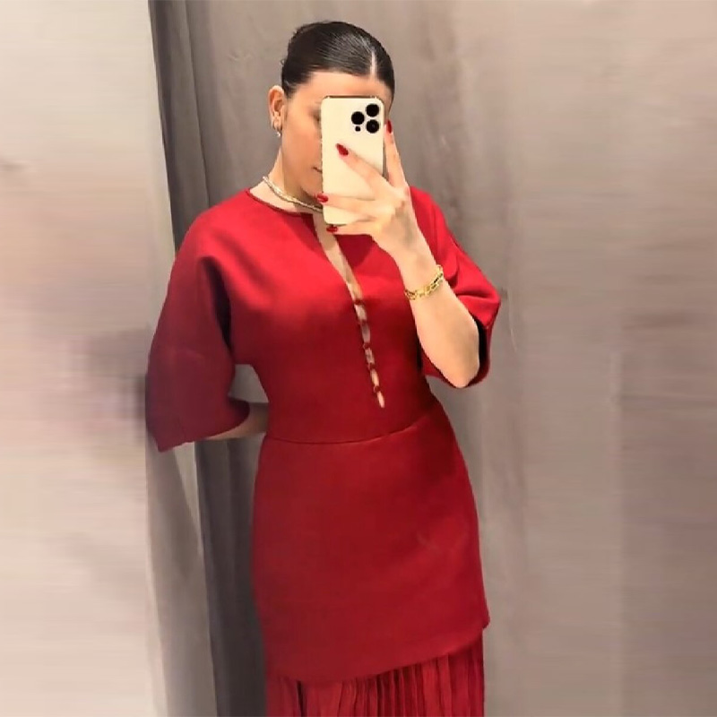 Women's Elegant Burgundy Pleat - đánh giá và giá Women Formal Wear With Skirt