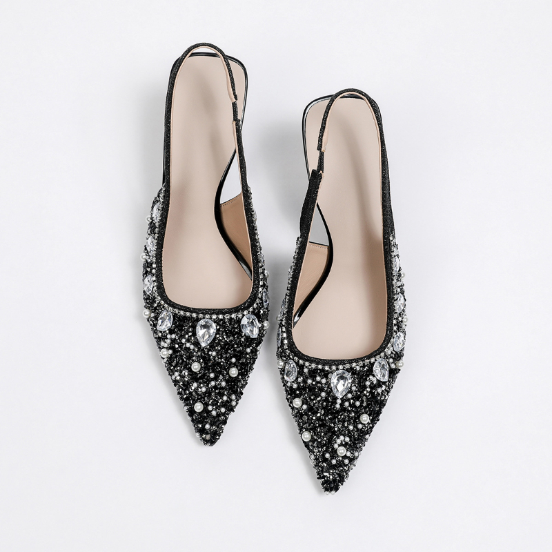 Crystal Closed Toe Backless Sa - đánh giá và giá Kitten Heel Women