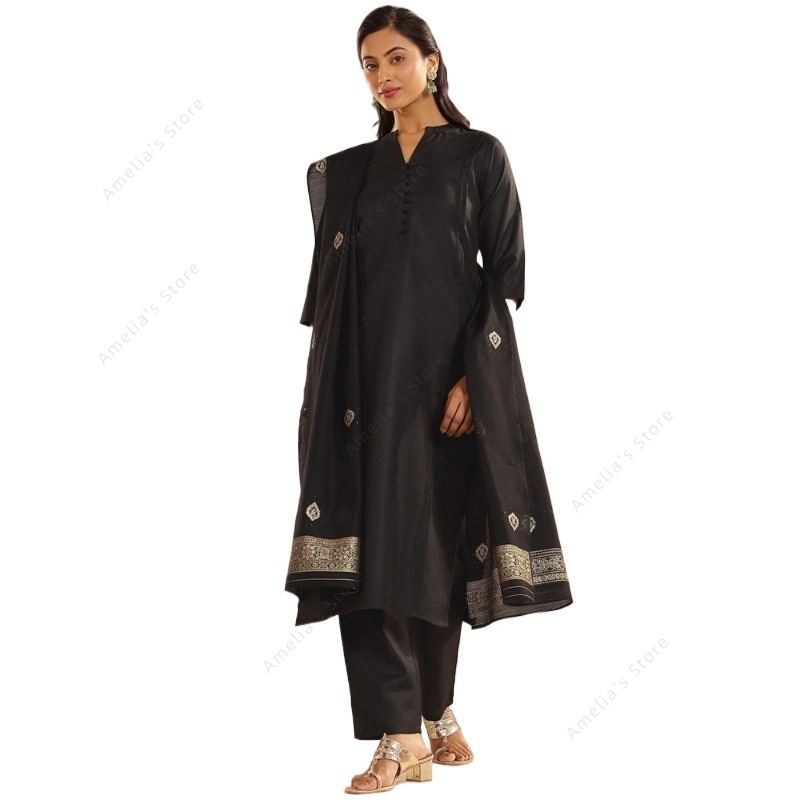 Women's Black Jacquard Kurta P - đánh giá và giá Women Formal Wear Indian