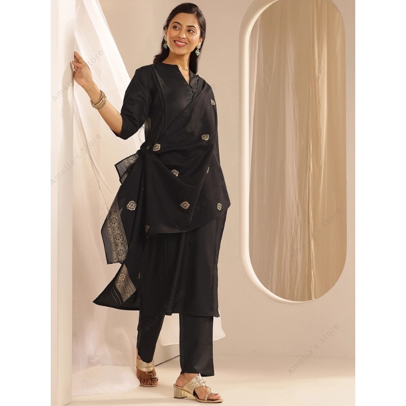 Women's Black Jacquard Kurta P - đánh giá và giá Women Formal Wear Indian