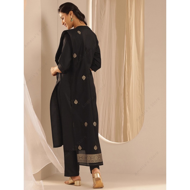 Women's Black Jacquard Kurta P - đánh giá và giá Women Formal Wear Indian