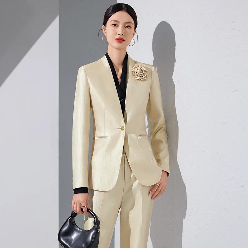 Women Blazer Pants Sets Gold A - đánh giá và giá Women'S Office Formal Wear For Ladies
